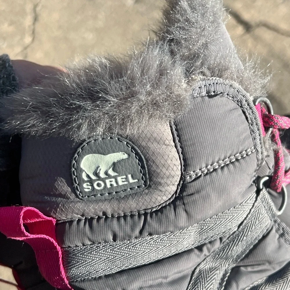 Sorel Gray and Pink Winter Waterproof Boots